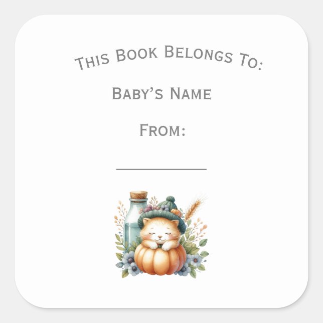 Customise Woodland Animal Book Plate Square Sticker (Front)