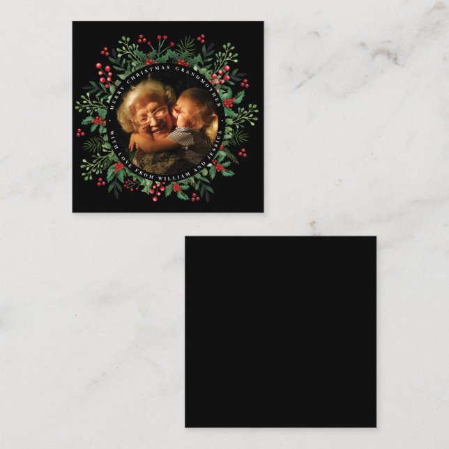 Customise Wreath Merry Christmas Grandmother Card (Front/Back)