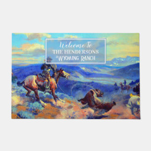 Customise Wyoming Ranch Cowboy Grizzly Bear Doormat