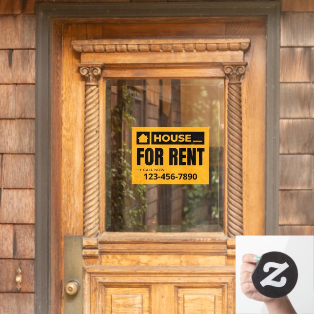 Customise Yellow Black House For Rent Real Estate  Window Cling (Home Door)