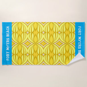 Customise Yellow Tribal Pattern Beach Towel