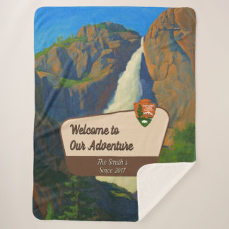 Customise Yosemite Falls Park Family Adventure Sherpa Blanket