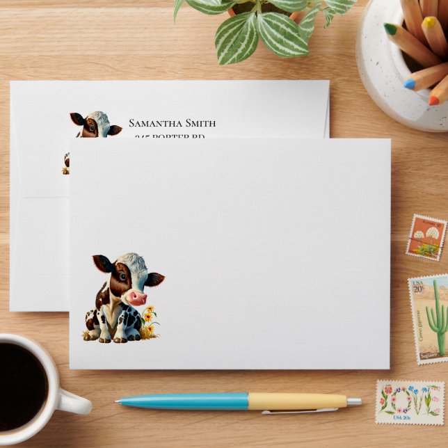 Customise Your Baby Cow Envelope (Desk)