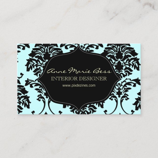 Customise your background, Black and white Damask Business Card (Front)