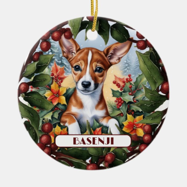 Customise Your Basenji Christmas Ornament (Front)