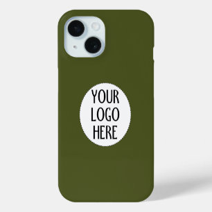 Customise Your Black White company logo Army green iPhone 15 Case