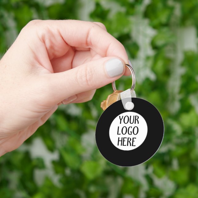 Customise Your Black White company logo Key Ring (Hand)