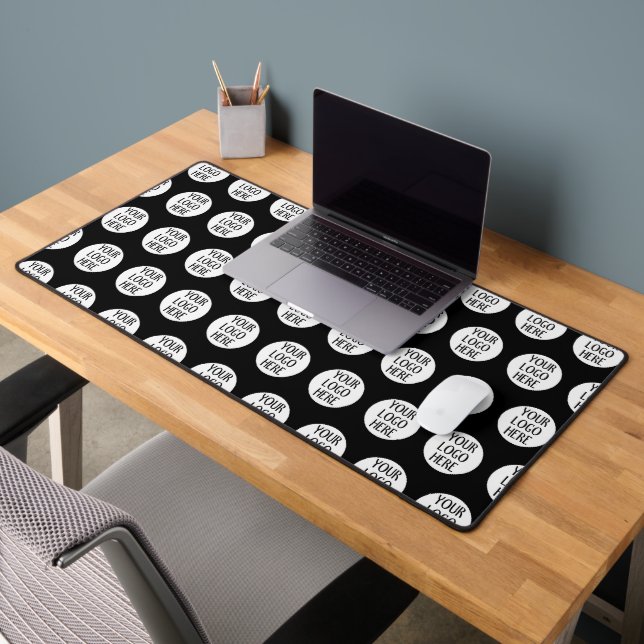 Customise Your Black White company logo pattern Desk Mat (Office 2)