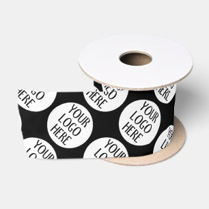 Customise Your Black White company logo pattern Satin Ribbon