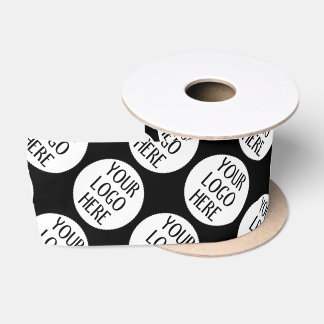 Customise Your Black White company logo pattern Satin Ribbon