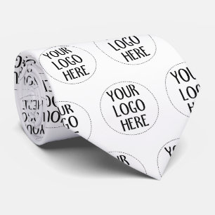 Customise Your Black White company logo pattern Tie