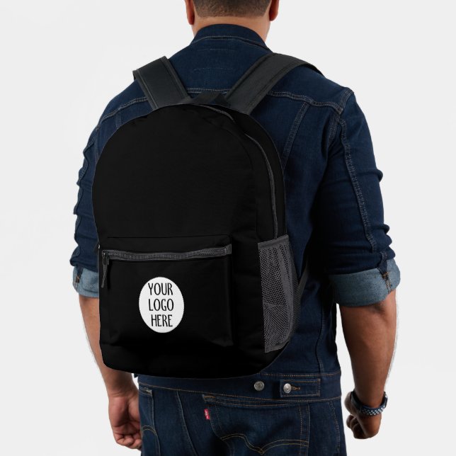 Customise Your Black White company logo Printed Backpack (Insitu (Model))