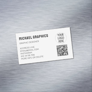 Customise Your Black White company logo QR code  Magnetic Business Card