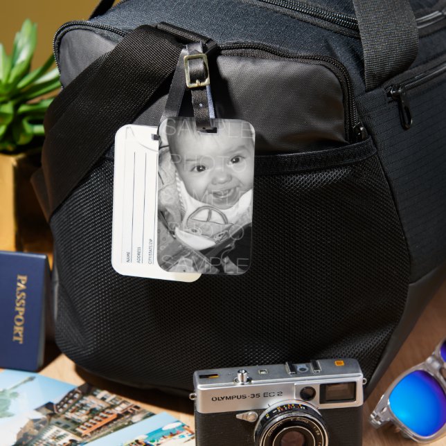 Customise Your Black White photo Luggage Tag (Front & Back)