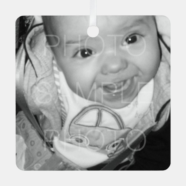 Customise Your Black White photo Metal Tree Decoration (Front)