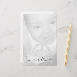 Customise Your Black White photo Monogram name Stationery