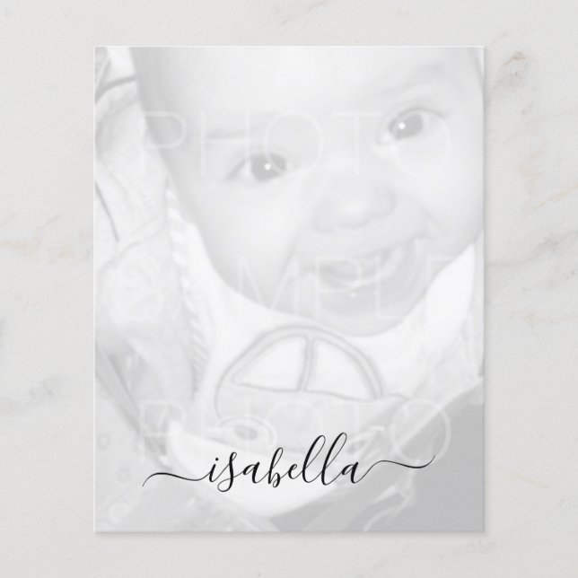 Customise Your Black White photo name paper sheet (Front)