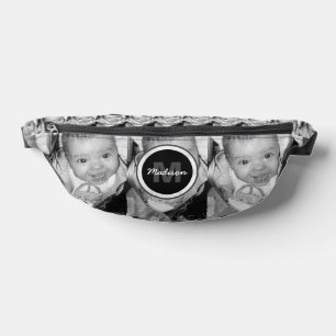 Customise Your Black white photo pattern monogram Bum Bags