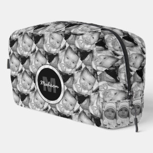 Customise Your Black White photo pattern Monogram Dopp Kit