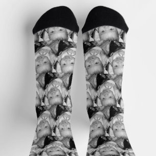 Customise Your Black White photo pattern Socks