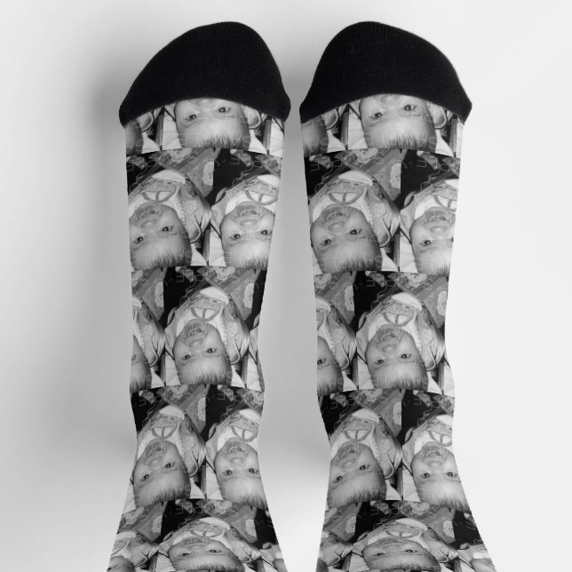 Customise Your Black White photo pattern Socks (Top)