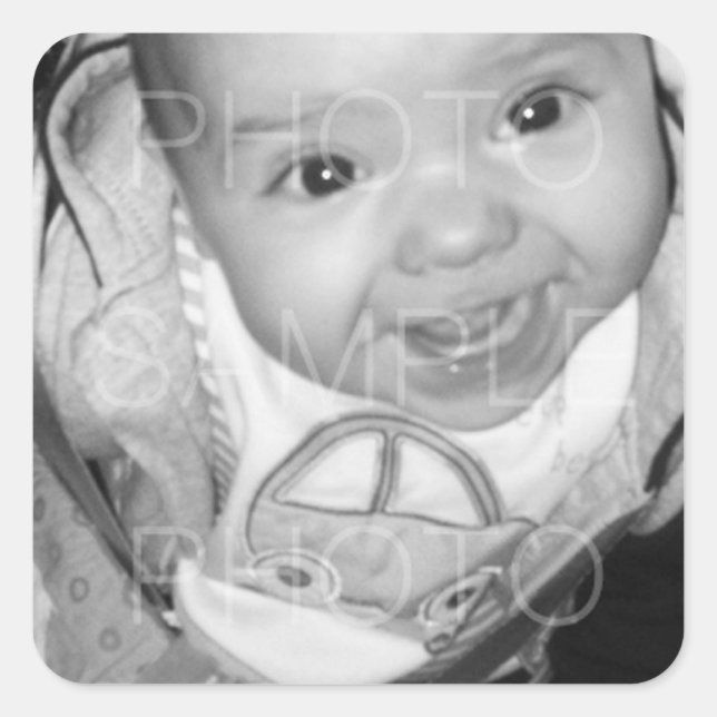 Customise Your Black White photo Square Sticker (Front)