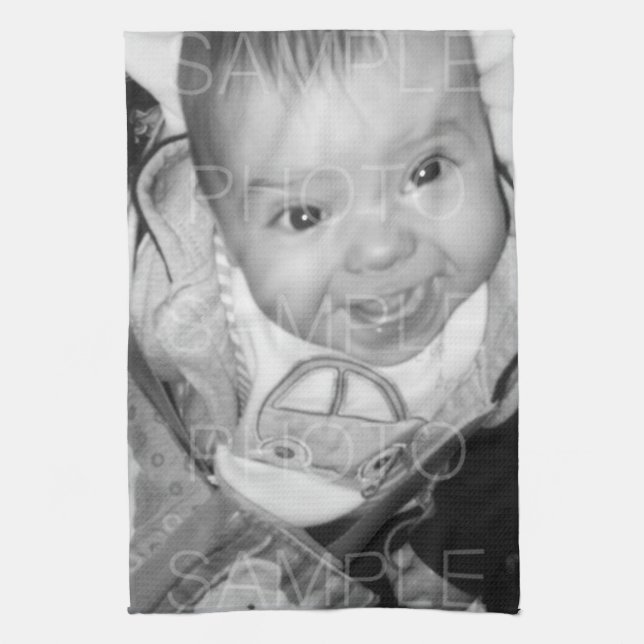 Customise Your Black White photo Tea Towel (Vertical)