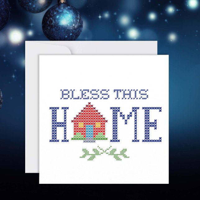 Customise Your Bless This Home Card (Send a heartfelt message with our 5.25" x 5.25" flat card featuring a "Bless This Home" theme.)