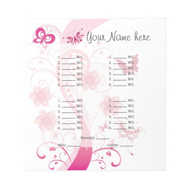 Customise Your Bunco Sheet/Card Notepad (Front)