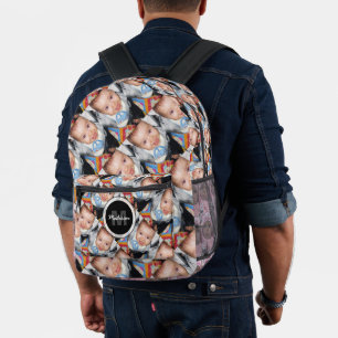 Customise Your custom five photo pattern Monogram  Printed Backpack