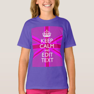 Customise Your Keep Calm Edit Text on Pink Union J T-Shirt