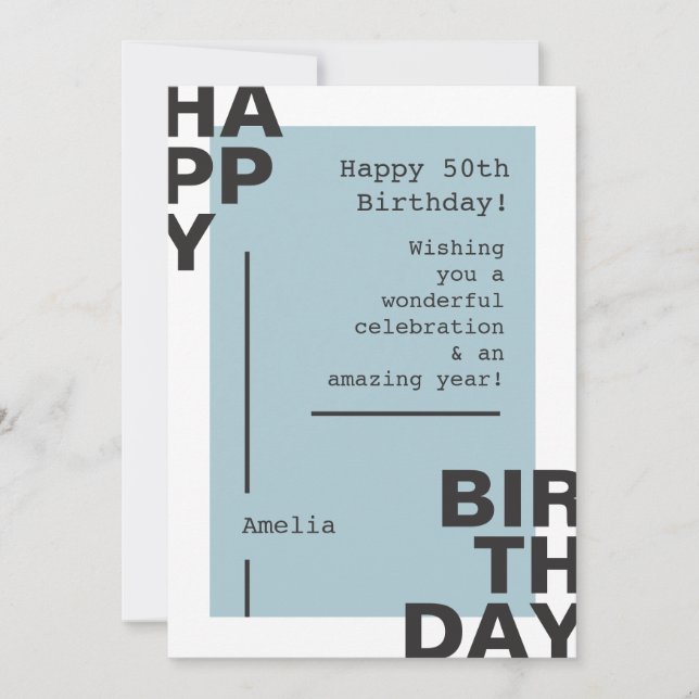 Customise Your Name & 50th Birthday Greeting Retro (Front)