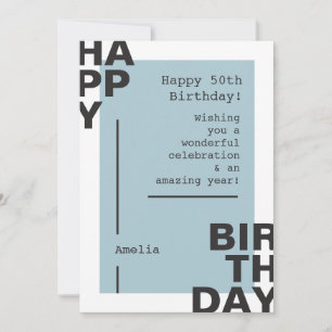 Customise Your Name & 50th Birthday Greeting Retro