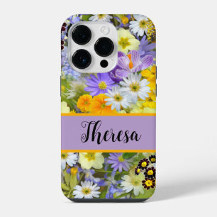 Customise your name Girly Bright Flowered  iPhone 14 Pro Case