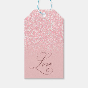 Customise Your Name Pink Glitter Love Colour F3C0C Gift Tags