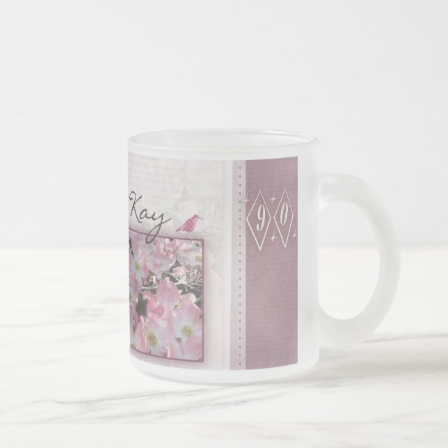 Customise your own 90th birthday frosted glass coffee mug (Right)
