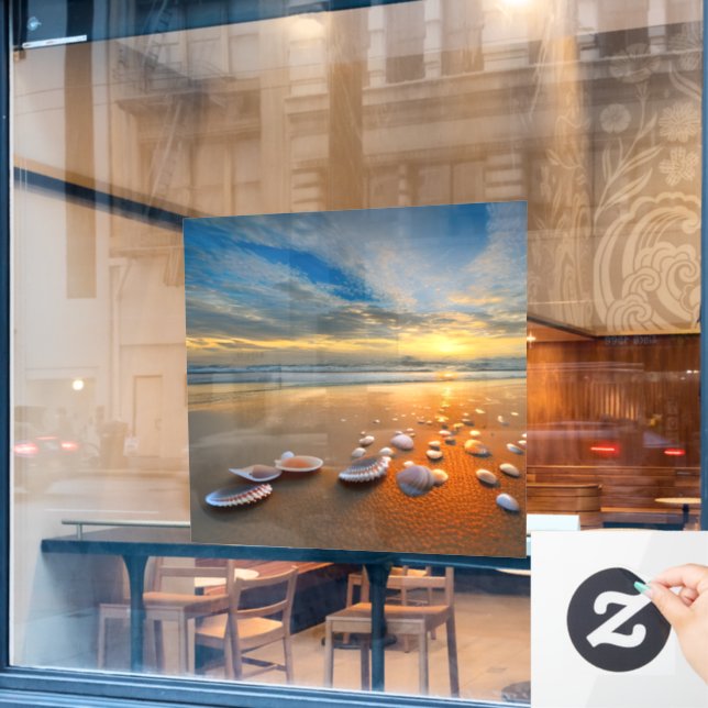 Customise Your Own Beautiful Clear Ocean Seashells Window Cling (Cafe Window)