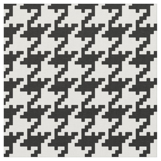 Customise your own black white houndstooth pattern fabric (Close Up)