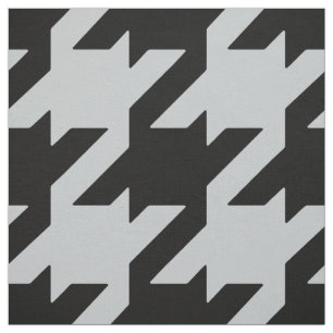 Customise your own bold black grey houndstooth fabric