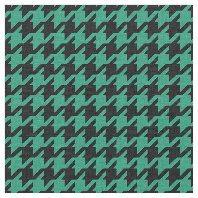 Customise your own green black houndstooth pattern fabric (Close Up)
