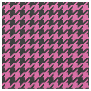 Customise your own pink black houndstooth pattern fabric