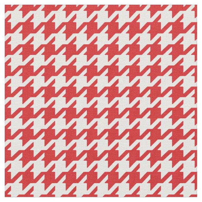 Customise your own red houndstooth pattern fabric (Close Up)
