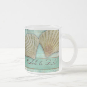 Customise your own seashell design frosted glass coffee mug