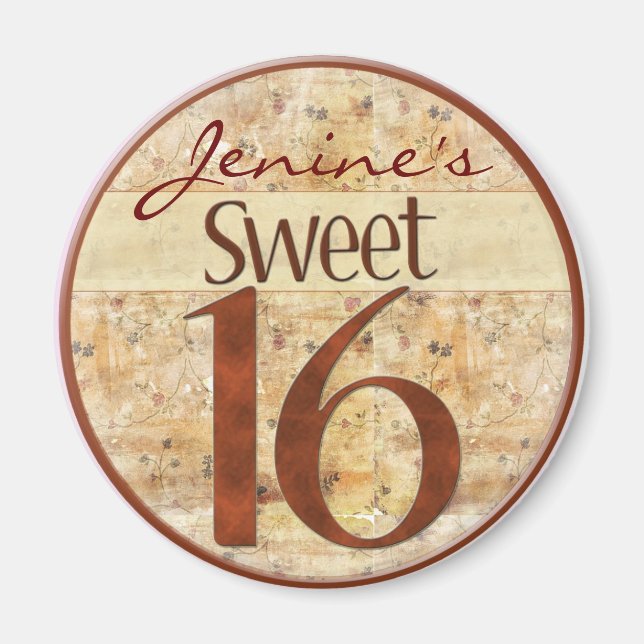 Customise your own sweet 16 magnet (Front)