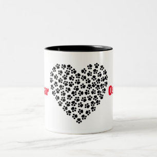 Customise Your Pet's name Mug with Paw Print Heart