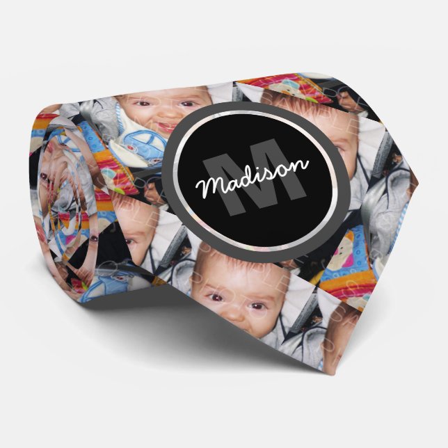 Customise Your photo pattern Custom Monogram Tie (Rolled)