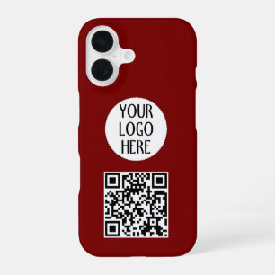 Customise Your QR code company logo Dark red iPhone 16 Case