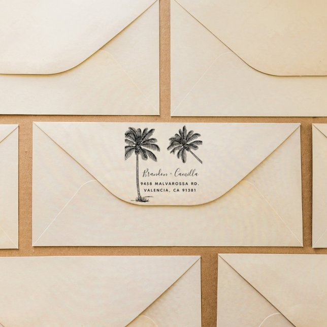 Customise Your Rustic Beach Names+ Return Address Rubber Stamp (Creator Uploaded)