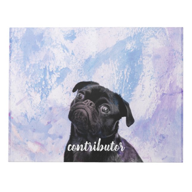 Customise Your Very Own Black Pug Contributor Dog Notepad (Front)