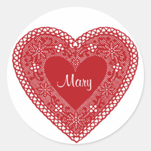 Customise Your Vintage Lace Heart Classic Round Sticker